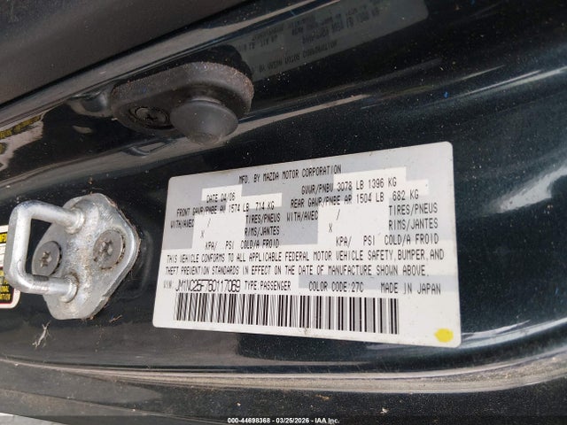 44698368 :رقم المزاد ، JM1NC25F760117069 vin ، 2006 Mazda Mx-5 مزاد بيع