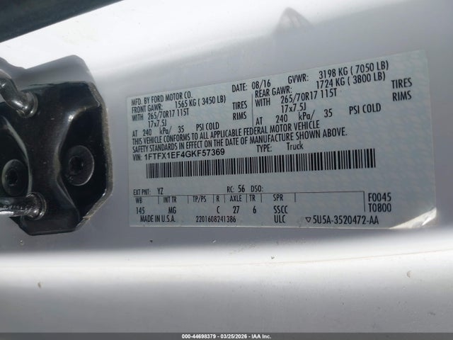 2016 FORD F-150 1FTFX1EF4GKF57369 Photo 8