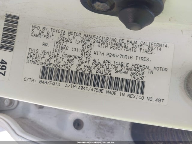 3TMKU4HN0FM042792 Toyota Tacoma Prerunner V6