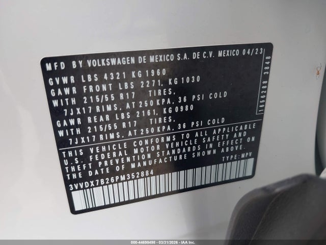 2023 VOLKSWAGEN TAOS 3VVDX7B26PM352884 Photo 8