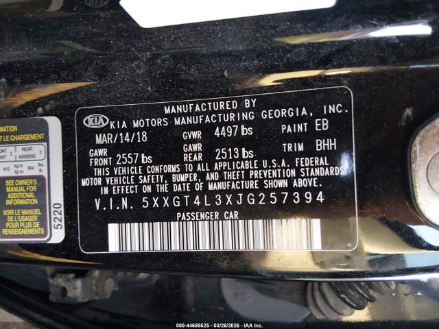 2018 KIA OPTIMA 5XXGT4L3XJG257394 Photo 8