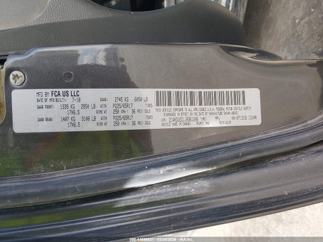 44698531 :رقم المزاد ، 2C4RDGEG1JR361206 vin ، 2018 Dodge Grand Caravan Gt مزاد بيع