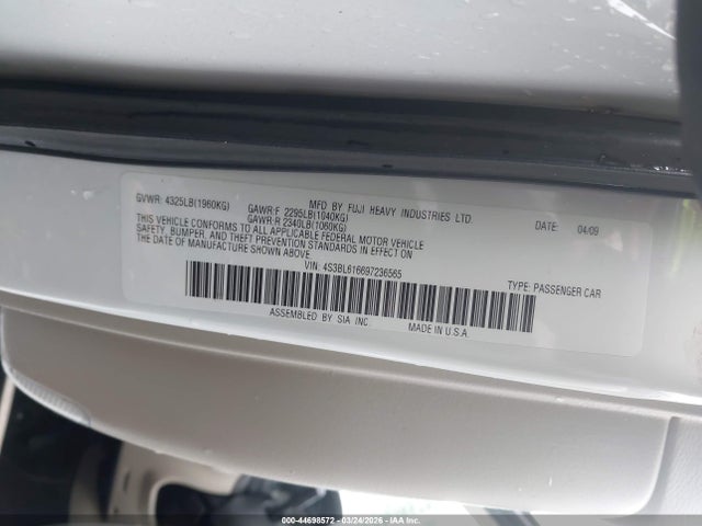 Aukcja sprzedaży 2009 Subaru Legacy 2.5i, vin: 4S3BL616697236565, numer aukcji: 44698572
