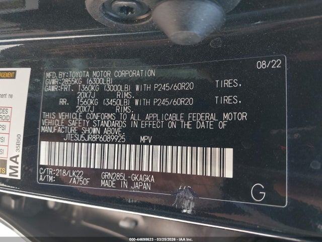 44698623 :رقم المزاد ، JTESU5JR8P6089925 vin ، 2023 Toyota 4runner Trd Sport مزاد بيع
