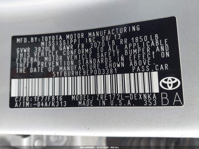 Toyota Corolla Le Plus 2014 5YFBURHE9EP003381 Image 9
