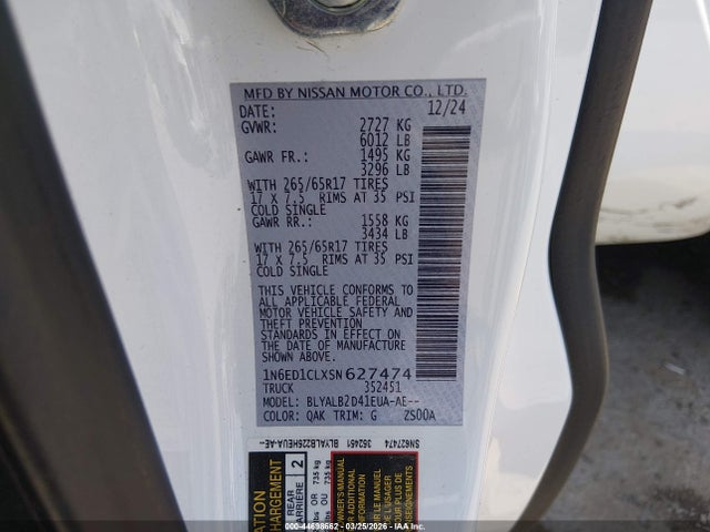 Продажа на аукционе авто 2025 Nissan Frontier King Cab Sv 4x2, vin: 1N6ED1CLXSN627474, номер лота: 44698662