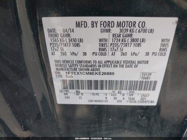 Ford F-150 Xl 2014 1FTEX1CM8EKE26889 Image 9