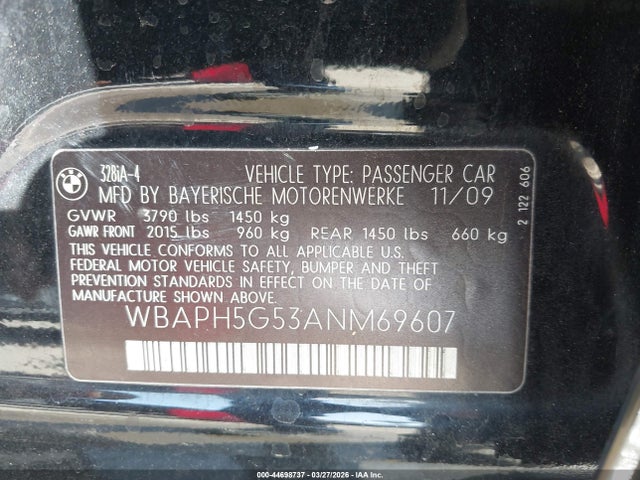 Продаж на аукціоні авто 2010 Bmw 328i, vin: WBAPH5G53ANM69607, номер лоту: 44698737