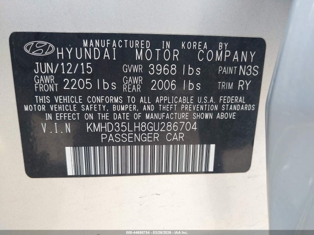 KMHD35LH8GU286704 Hyundai ELANTRA GT