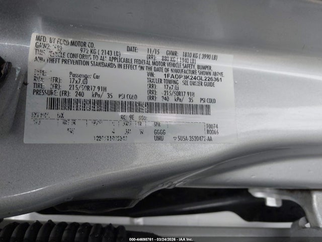 Ford FOCUS SE 2016 1FADP3K24GL226361 Image 9
