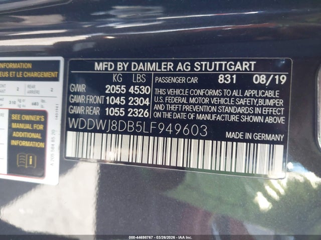 Aukcja sprzedaży 2020 Mercedes-benz C 300, vin: WDDWJ8DB5LF949603, numer aukcji: 44698767