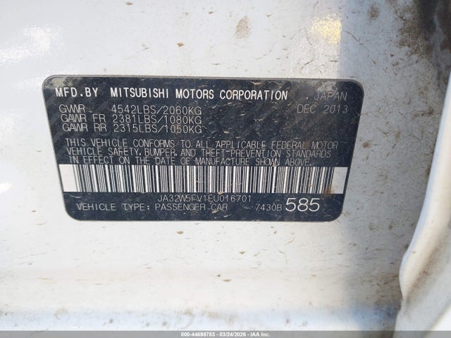 JA32W5FV1EU016701 Mitsubishi Lancer Evolution Mr