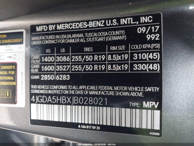 Продаж на аукціоні авто 2018 Mercedes-benz Gle 350 4matic, vin: 4JGDA5HBXJB028021, номер лоту: 44698804