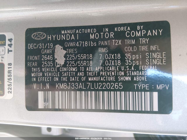 Hyundai Tucson Limited 2020 KM8J33AL7LU220265 Image 9