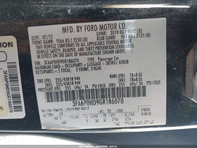 2016 FORD FUSION 3FA6P0HD9GR186070 Photo 8