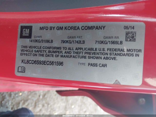 Chevrolet Spark 1lt Auto 2014 KL8CD6S93EC561596 Image 9