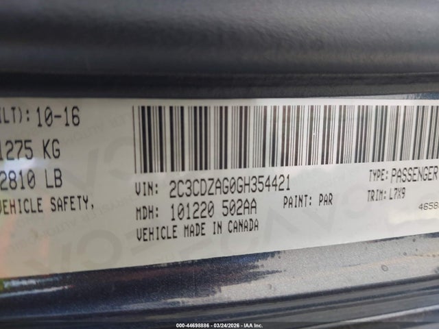 Продажа на аукционе авто 2016 Dodge Challenger Sxt, vin: 2C3CDZAG0GH354421, номер лота: 44698886