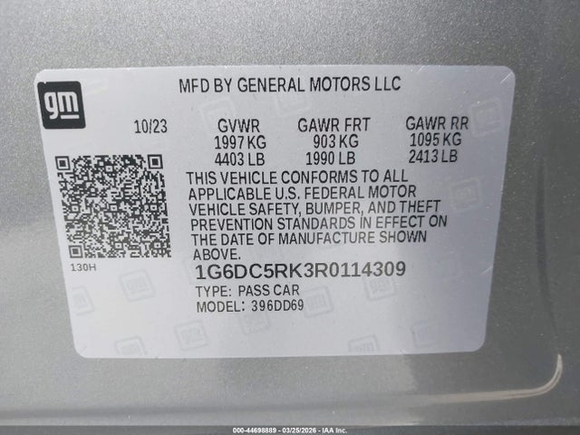 Aukcja sprzedaży 2024 Cadillac Ct4 Sport, vin: 1G6DC5RK3R0114309, numer aukcji: 44698889