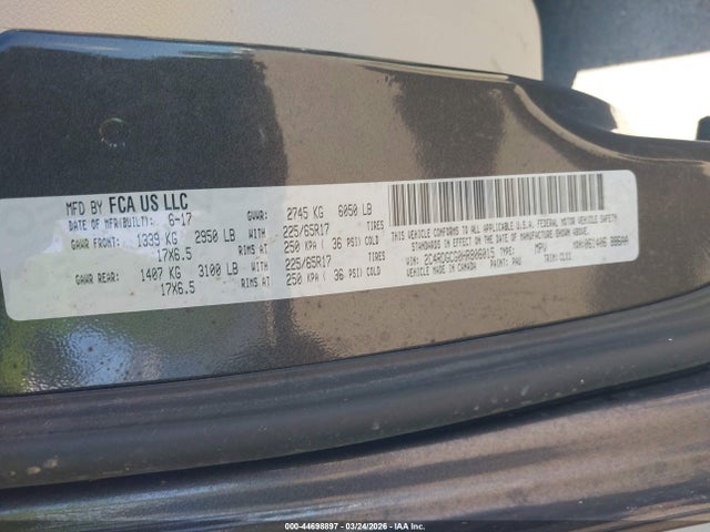 Продажа на аукционе авто 2017 Dodge Grand Caravan Sxt, vin: 2C4RDGCG0HR806015, номер лота: 44698897