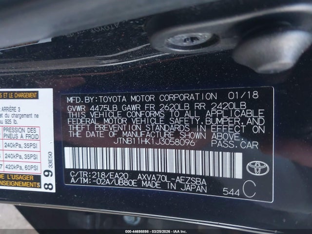 JTNB11HK1J3058096 Toyota CAMRY SE