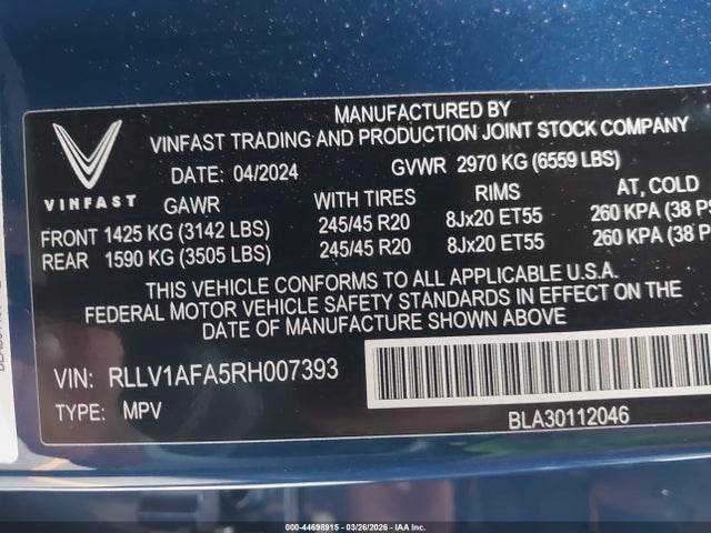 Vinfast Vf 8 Plus 2024 RLLV1AFA5RH007393 Image 9
