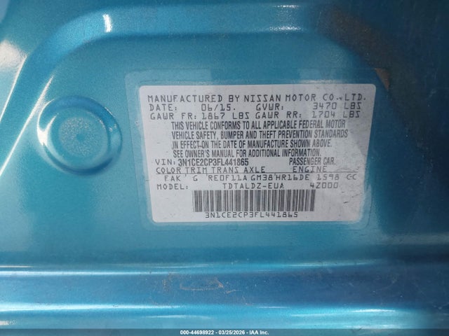 Nissan Versa Note Sv 2015 3N1CE2CP3FL441865 Image 9