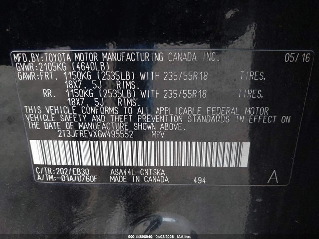 Toyota RAV4 SE 2016 2T3JFREVXGW495552 Image 9