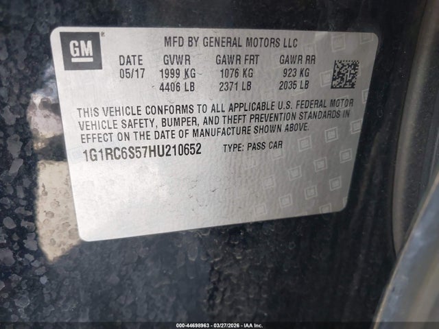 1G1RC6S57HU210652 Chevrolet VOLT LT