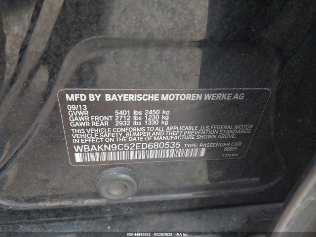Aukcja sprzedaży 2014 Bmw 550i, vin: WBAKN9C52ED680535, numer aukcji: 44698992