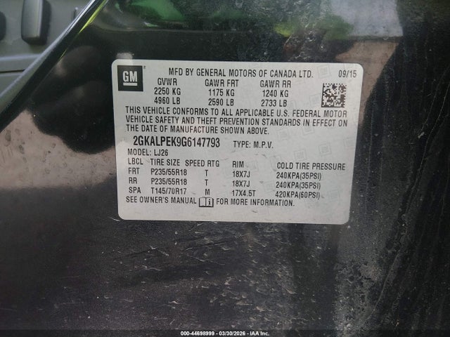 GMC Terrain Slt 2016 2GKALPEK9G6147793 Image 9