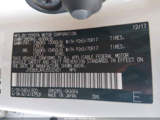 JTEBU5JR9J5532421 Toyota 4runner Sr5 Premium
