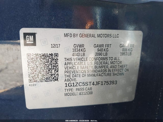 1G1ZC5ST4JF175393 Chevrolet Malibu 1fl