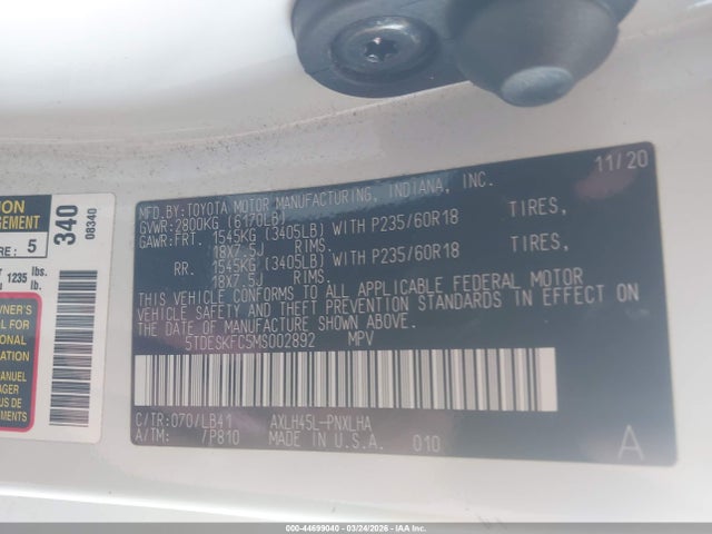 Toyota Sienna Platinum 2021 5TDESKFC5MS002892 Image 9