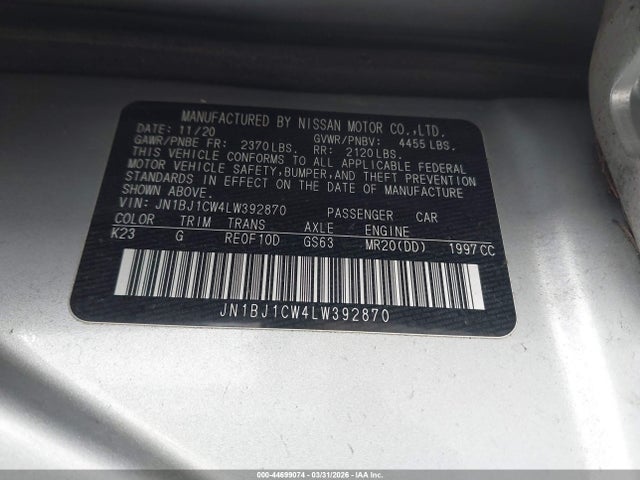 JN1BJ1CW4LW392870 Nissan Rogue Sport Sv Awd Xtronic Cvt