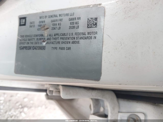 44699188 :رقم المزاد ، 1G4PR5SK1D4208690 vin ، 2013 Buick Verano Convenience Group مزاد بيع