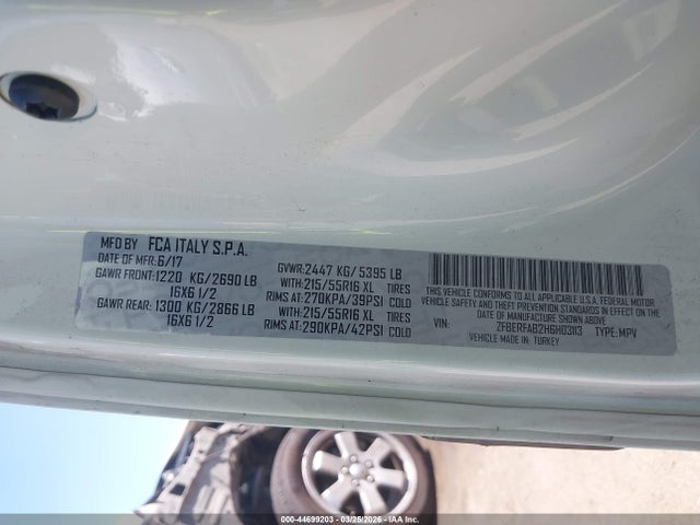 Aukcja sprzedaży 2017 Ram Promaster City Tradesman, vin: ZFBERFAB2H6H03113, numer aukcji: 44699203
