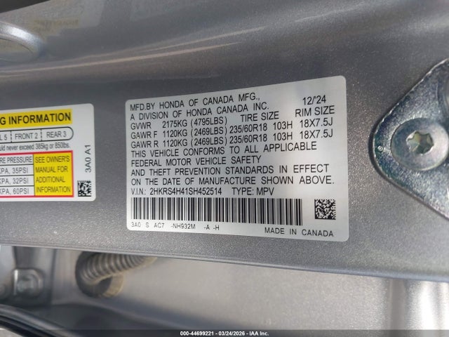 Aukcja sprzedaży 2025 Honda Cr-v Ex Awd, vin: 2HKRS4H41SH452514, numer aukcji: 44699221