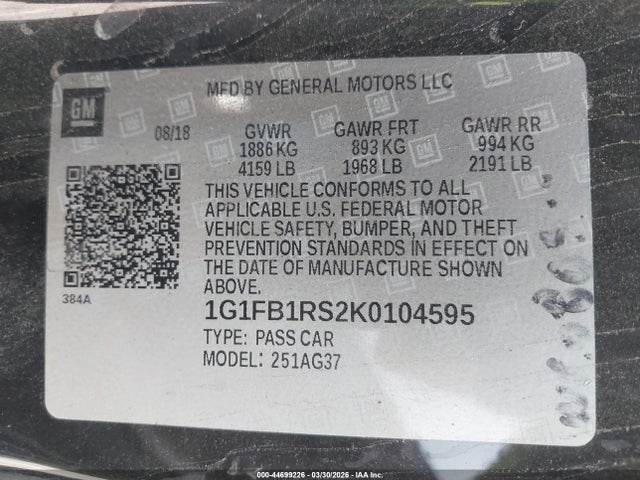 Chevrolet Camaro 1lt 2019 1G1FB1RS2K0104595 Image 9