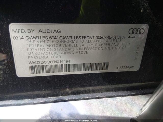 Aukcja sprzedaży 2015 Audi A8 L 4.0t, vin: WAU32AFD8FN016494, numer aukcji: 44699228