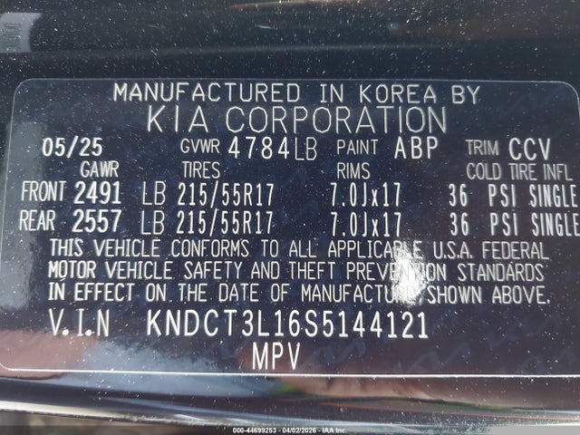 Aukcja sprzedaży 2025 Kia Niro Ev Wave, vin: KNDCT3L16S5144121, numer aukcji: 44699253