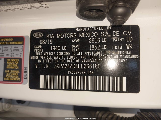3KPA24AD4LE266186 KIA RIO LX