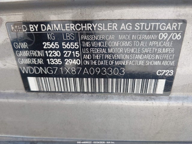 2007 MERCEDES-BENZ S 550 WDDNG71X87A093303 Photo 8