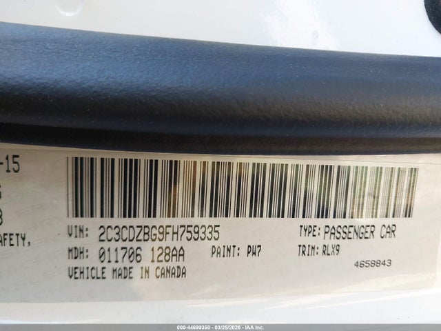 2015 Dodge Challenger Sxt Plus მანქანა იყიდება აუქციონზე, vin: 2C3CDZBG9FH759335, აუქციონის ნომერი: 44699350