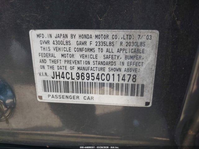 2004 ACURA TSX JH4CL96954C011478 Photo 8