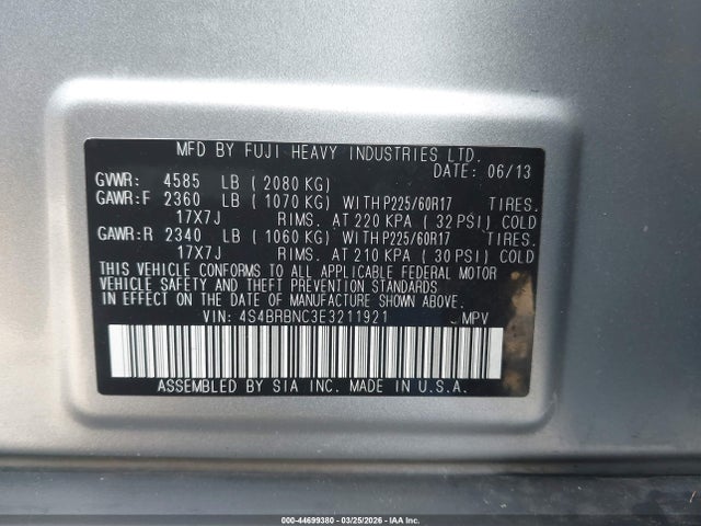 4S4BRBNC3E3211921 Subaru Outback 2.5i Limited