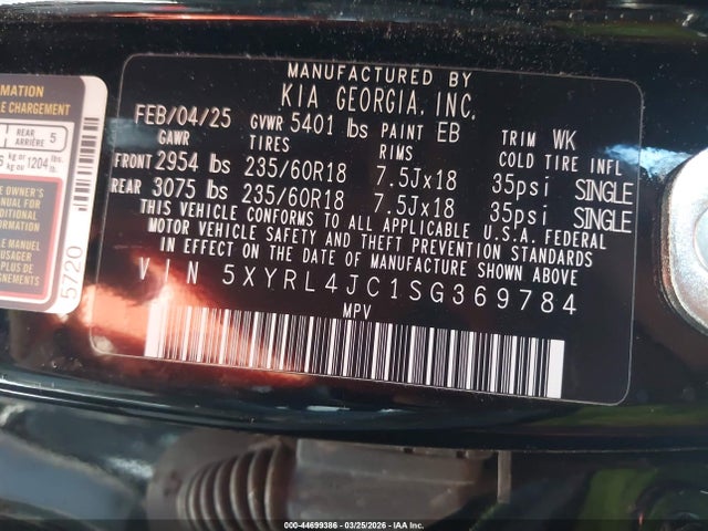 2025 KIA SORENTO 5XYRL4JC1SG369784 Photo 8