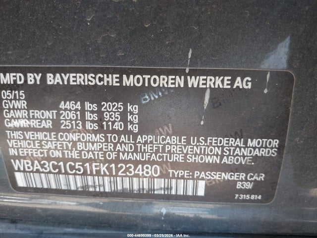 Aukcja sprzedaży 2015 Bmw 328i, vin: WBA3C1C51FK123480, numer aukcji: 44699399