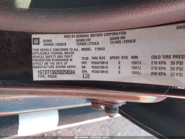 Aukcja sprzedaży 2005 Gmc Canyon Sle, vin: 1GTDT136358258584, numer aukcji: 44699402