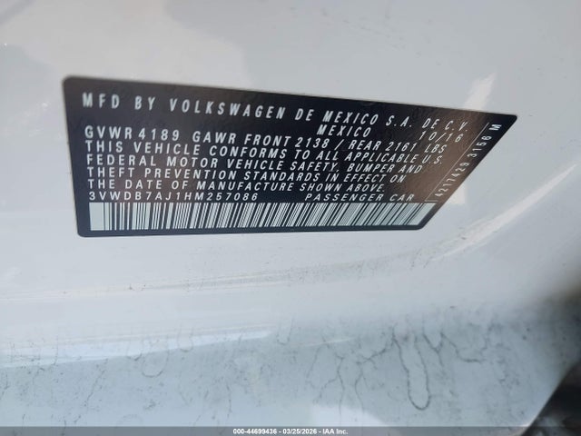 44699436 :رقم المزاد ، 3VWDB7AJ1HM257086 vin ، 2017 Volkswagen Jetta 1.4t Se مزاد بيع
