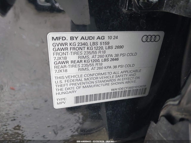 2025 AUDI Q3 WA1DECF38S1013639 Photo 8